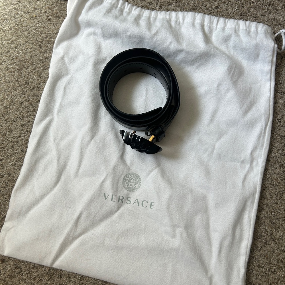 Versace Black Leather Belt
